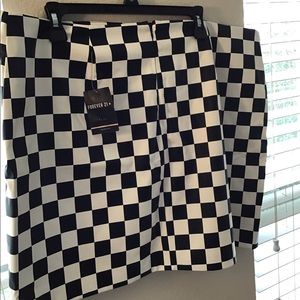 black and white faux leather skirt